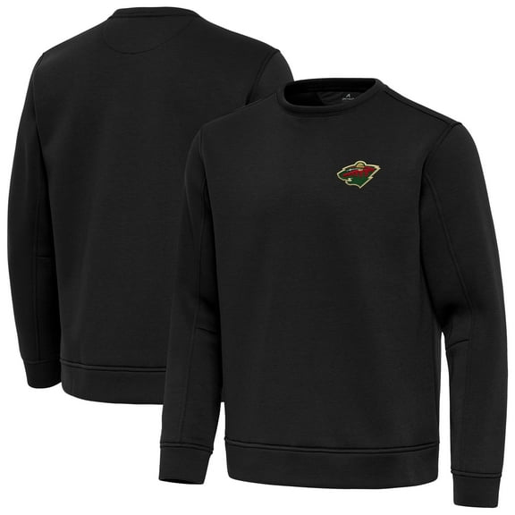 Men's Antigua Black Minnesota Wild Relevant Lightweight Pullover Sweatshirt