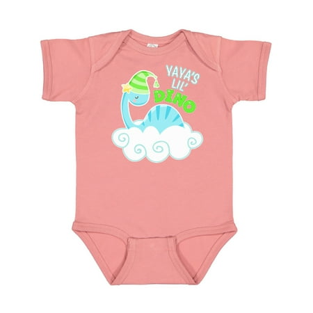 

Inktastic Yaya s Lil Dino with Cute Blue Baby Dinosaur Gift Baby Boy or Baby Girl Bodysuit