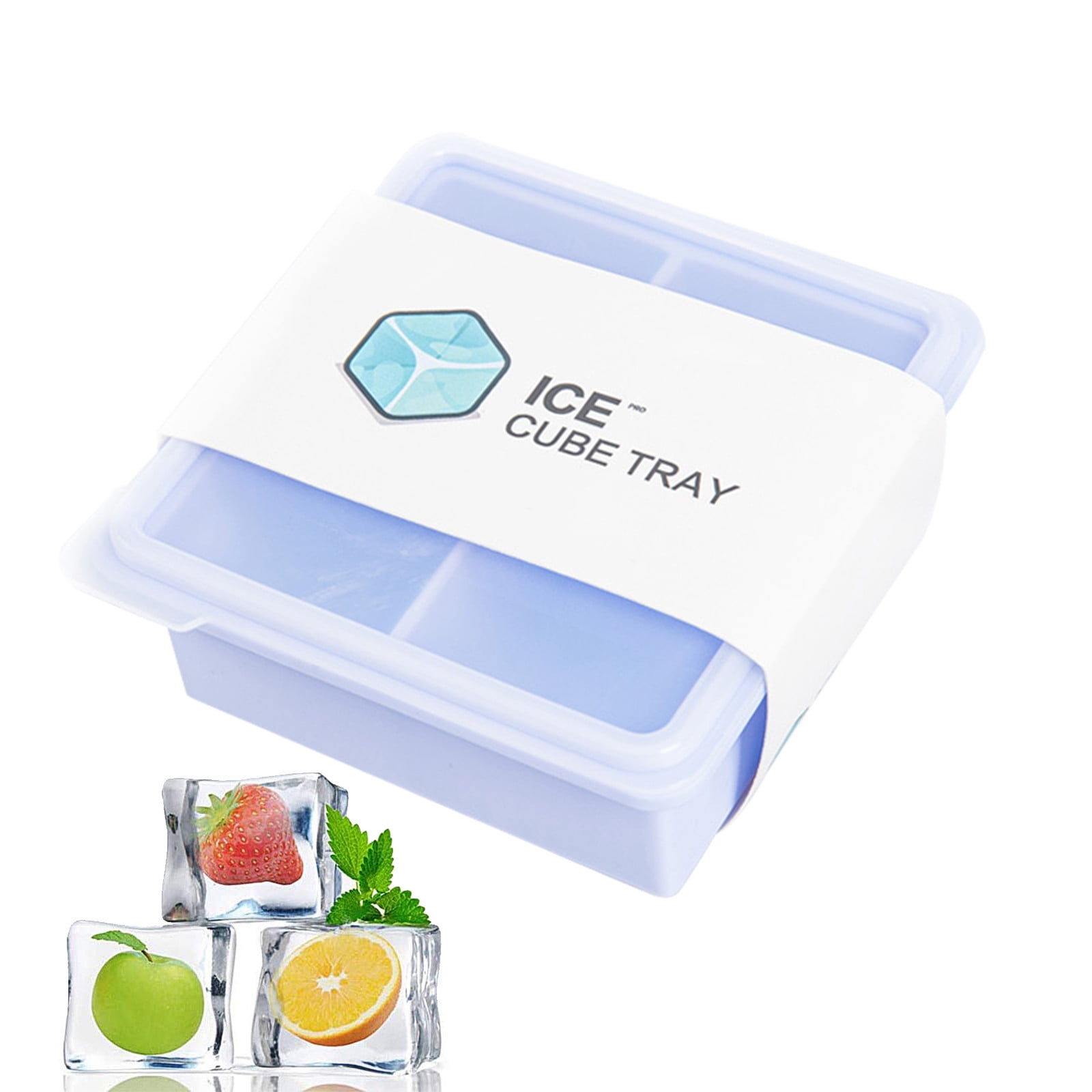 Roll over image to zoom in VIDEOS LessMo Ice Cube Tray with Lid - 2 Packs  Large Silicone Ice Tray Molds for Freezer Big Square Ice Cube for Whiskey,  Cocktails, Baby Food