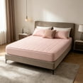 thumbnail image 4 of Quilted Waterproof Bed Cover Set - Ice Silk Mattress Protector, Breathable Cooling Topper, Pink, JKODE, 4 of 6
