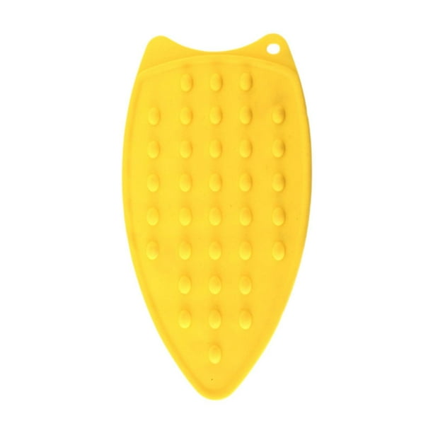 Mini soporte para plancha, alfombrilla resistente al calor, compacta, lavable, fácil de usar para el hogar. Amarillo
