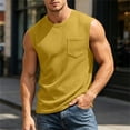 thumbnail image 2 of Pafei Tyugd Tank Shirts for Men with Pocket Casual Crewneck Muscle Tank Tops Big and Tall Sleeveless Basic T-shirt Yellow XL, 2 of 9