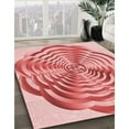 thumbnail image 3 of Ahgly Company Machine Washable Indoor Round Transitional Flamingo Pink Area Rugs, 3' Round, 3 of 7