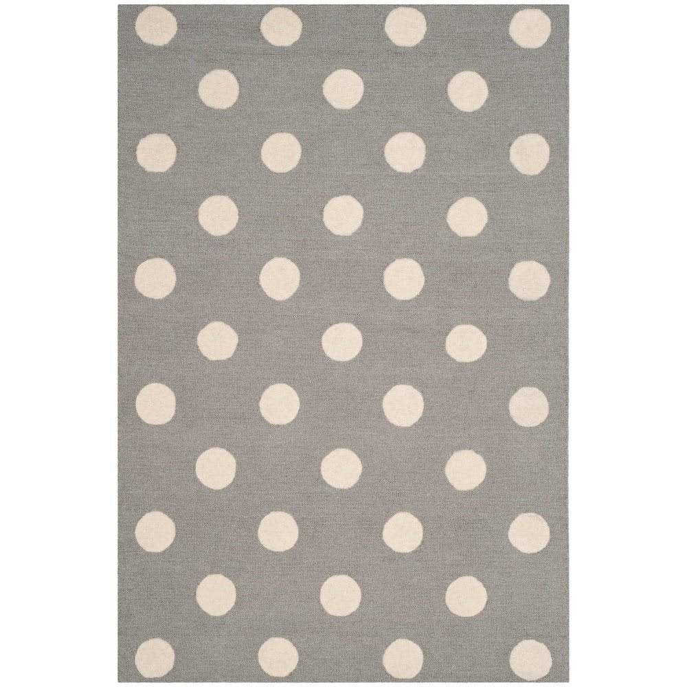 SAFAVIEH Kids Polka Dots Wool Area Rug, Grey/Ivory, 5' x 7'