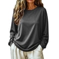 thumbnail image 6 of IMENGL Long Sleeve Shirts for Women Soft Crewneck Oversized Loose Fit Acid Wash Color Sweatshirt T-Shirt Casual Women's Basic Tee Long Sleeve Tops,Gray, 6 of 8