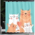 thumbnail image 4 of Ambesonne Funny Shower Curtain, Kitty Couple Happy, 69"Wx70"L, Multicolor, 4 of 5