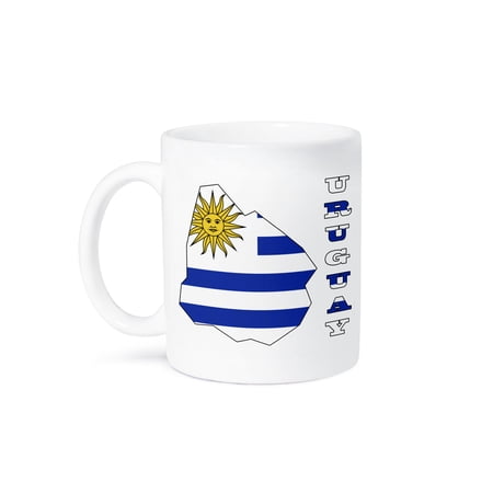 3dRose, Uruguay flag in outline map and letters of Uruguay, 15oz Mug
