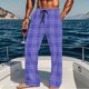 thumbnail image 1 of Pantalones de pijama largos para hombre, informales, con estampado a cuadros, holgados, deportivos, elásticos, rectos, vintage, con bolsillos, 1 of 6