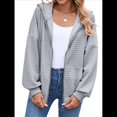 thumbnail image 3 of Sudadera con Capucha y Cremallera para Mujer, de Larga, para Otoño, con Capucha Extragrande, Chaquetas Informales de Moda Gris XXL, 3 of 9