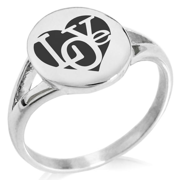Stainless Steel Iconic Love Heart Minimalist Oval Top Polished Statement Ring