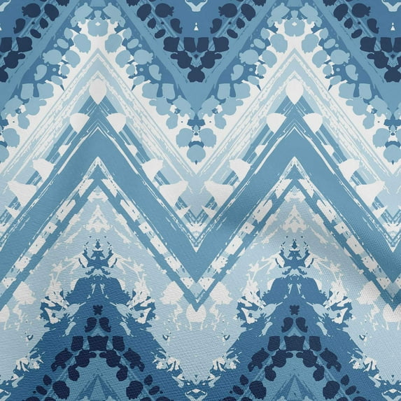 oneOone Georgette Viscose Teal Blue Fabric Chevron Diy Clothing Quilting Fabric Print Fabric By Yard 42 Inch Wide