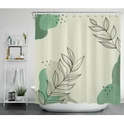 HVEST Plant Leaf Shower Curtain,Abstract Boho Shower Curtain for Bathroom Nature Herb Polyester Waterproof Fabric Bath Accessories with Hooks Set,72X78 Inches