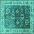 thumbnail image 1 of Ahgly Company Indoor Square Oriental Turquoise Blue Industrial Area Rugs, 6' Square, 1 of 4
