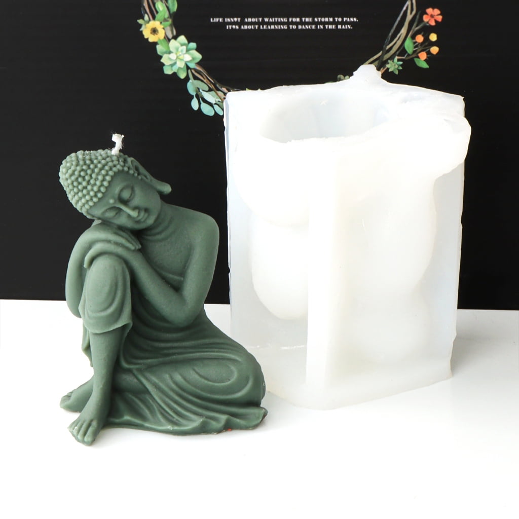 Geemin Buddha Statue Candle Molds 3D Buddha Candle Resin Silicone Moulds for DIY Gypsum Crafts Making Desktop Home Decorations