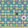 thumbnail image 2 of Ambesonne Dessert Fabric by the Yard Upholstery, Delicious Colorful Donuts, 5 Yards, Teal and Multicolor, 2 of 5