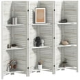 thumbnail image 2 of HOMCOM 6 Panel 67" Tall Wood Privacy Screen Room Divider with 3 Display Shelves, and Folding Storage for Bedroom or Home Office, Distressed White, 2 of 9
