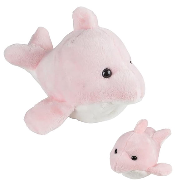 The Dreidel Company Plush Mighty Mights, 3.5" Inch Plush Stuffed, Super Soft and Cuddly Animal Toys, Classroom Decorations, Boys and Girls (Pink Dolphin)