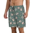 thumbnail image 2 of Wukai Hedgehogs and Flowers Print Beach Trunks with Compression Liner Swimsuit Quick Dry Beach Sports Shorts with Pocket-XX-Large, 2 of 8