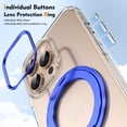 thumbnail image 6 of ELEHOLD For iPhone 12 Pro / 12 6.1" Case, Ice-Feeling Clear Magnetic Shockproof Case, Mag Safe Compatible, with 360° Rotable Ring Stand, Lens&Screen Protection, Non-Yellowing, Blue, 6 of 13
