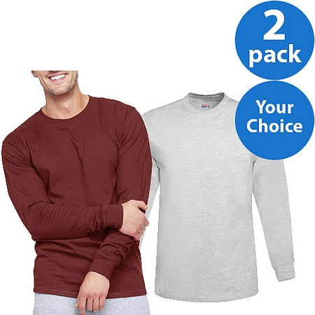 Hanes Long Sleeve Tee - Hanes Mens Beefy Long Sleeve T-shirt, 2 Pack