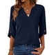 thumbnail image 1 of Mujeres 3/4 Manga de Verano Tops V Cuello Botonado Color Sólido Blusa, Camisetas Casuales de las Mujeres Suelto Ajuste Suave Respirable Primavera de Uso Diario, 1 of 9