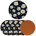 thumbnail image 2 of Daisy 6pcs Round Coasters Set, Microfiber Leather Drink Coasters, 11x11 cm/4.3x4.3 in Size for Decoration, 2 of 6
