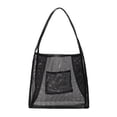 thumbnail image 4 of Bolsa de playa de malla grande y plegable para compras de comestibles, vacaciones y camping. Negro, 4 of 7
