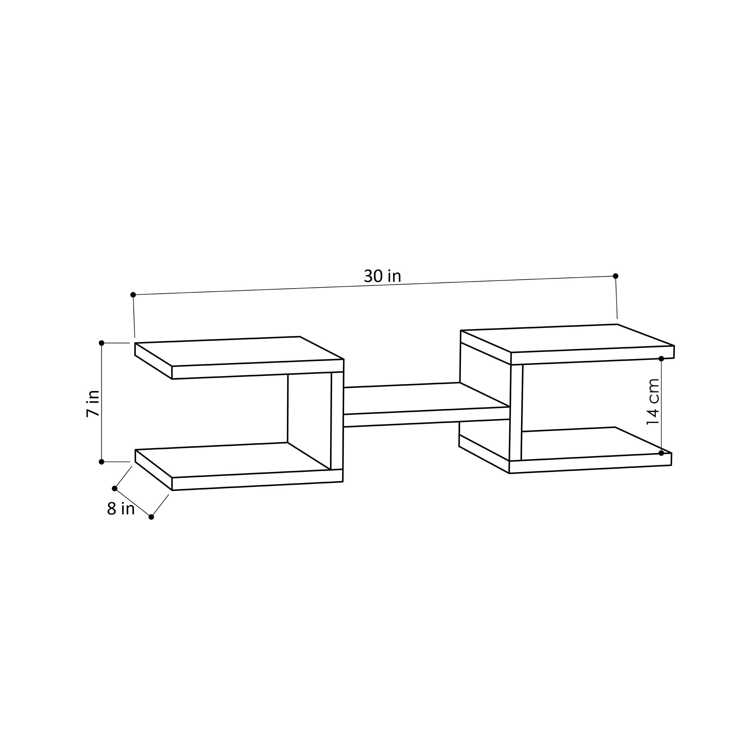 Ada Home Decor Floating Shelves for Wall Storage, 29.53" W x 7.87" D Geometric Wall Shelf Organizer, Modern Shelf for Wall Decor, Burgundy