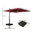 thumbnail image 3 of Mondawe 10x10 FT Square Cantilever Umbrella with Base and Bluetooth Speaker Included - 360° Rotation Offset Heavy Duty Outdoor Patio Umbrella for Pool Backyard Deck Garden, Red, 3 of 16