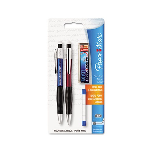 ComfortMate Ultra Pencil Starter Set 0.7 mm, HB 2.5, Black Lead, Assorted Barrel Colors, 2/Pack