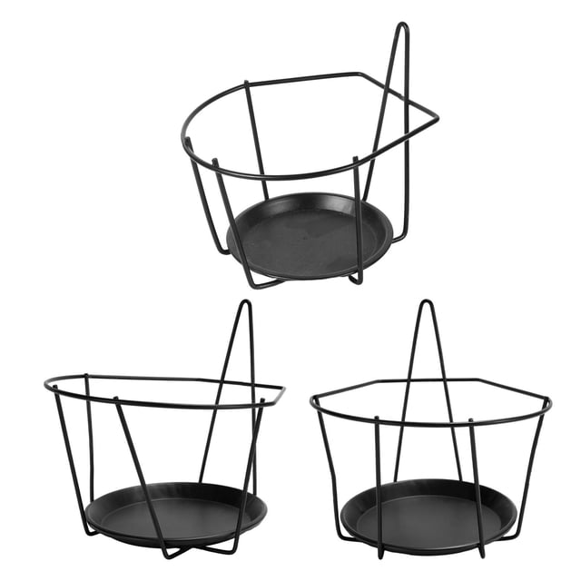 S SERENABLE 3Pcs Garden Hanging Basket Iron Rack, Planter Shelf Stand Container Box Large