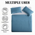 thumbnail image 2 of Ameha 3 Piece Quilt Set Chevron Embossed Bedspread Reversible Ultrasoft Microfiber Adult Bedding Washed Blue Color King, 2 of 10