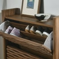 thumbnail image 5 of Emric Wave Shoe Cabinet in Walnut, 5 of 9