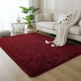 thumbnail image 3 of Homore Cute Fluffy Velvet Carpet Soft Washable Area Rugs for Bedroom/ Living Room Decoration,8'x10',Dark Red, 3 of 8