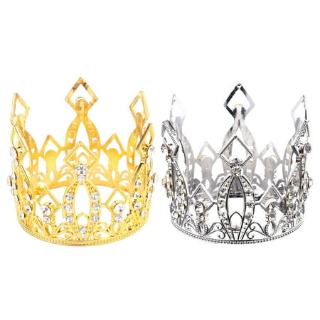 

2pcs Cake Crown Adornment Birthday Cake Ornament Decoration Crown Cake Decor