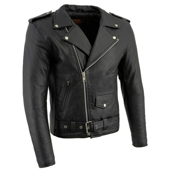 Milwaukee Leather LKM1781 Men's The Legend Classic Black Premium Leather Motorcycle Jacket w/Quilted Liner - 3X-Large