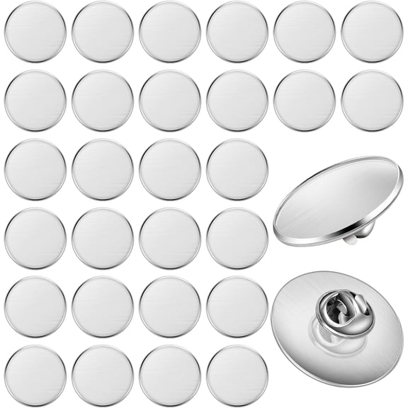 ABCISI 50 Pcs Brooch Tray with 50 Pcs Butterfly Pin Backs, 25mm Round Blank Pins Disk Base, Stainless Steel Flat Bezel Trays for DIY Craft Lapel Making Supplies