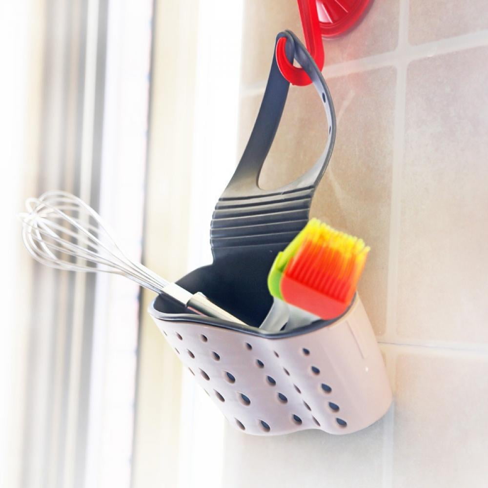 Sink Caddy Sponge Holder with Adjustable Strap ，Silicone Sponge Caddy with  Drain Holes for Drying 