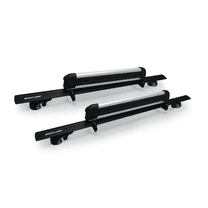 BrightLines All Black Heavy Duty 220 lbs Wing Shaped Universal Crossbars Roof Racks & Silver Ski Racks Combo Capable of Holding up to 6 Pairs of Skis or 4 Pairs of Snowboards