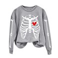 thumbnail image 5 of Neewe Women's Halloween Skeleton Printed Casual Crew Neck Sweatshirt Loose Soft Long Sleeve Pullover Tops, 5 of 6