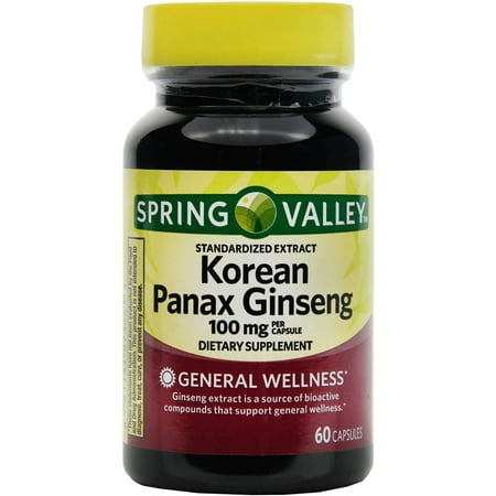 Spring Valley Korean Panax Ginseng Extract Capsules, 100 mg, 60 Ct, (2