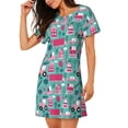 thumbnail image 2 of Fotbe Excavator Pattern Women's Cotton Nightgown Sleepwear Short Sleeves Shirt Casual Print Sleepdress, 2 of 6