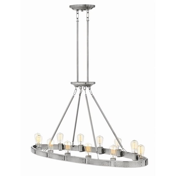 4396BN Hinkley Lighting Everett - 12 Light Linear Chandelier in Transitional-Rustic-Industrial Style - 48.25 Inches Wide by 24.5 Inches High-Brushed