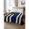 thumbnail image 2 of Blue American Flag Full Size Flat Sheet, Wrinkleproof & Fadeproof Cooling Flat Bed Sheet Only, Black White Striped US Flag Stars Breathable Soft Bedding Top Sheets 81 x 96 Inches, 2 of 8