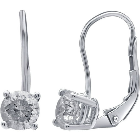 1-1/2 Carat T.W. Round Diamond 14kt White Gold Leverback Stud Earrings, IGL Certified, Comes in a Box