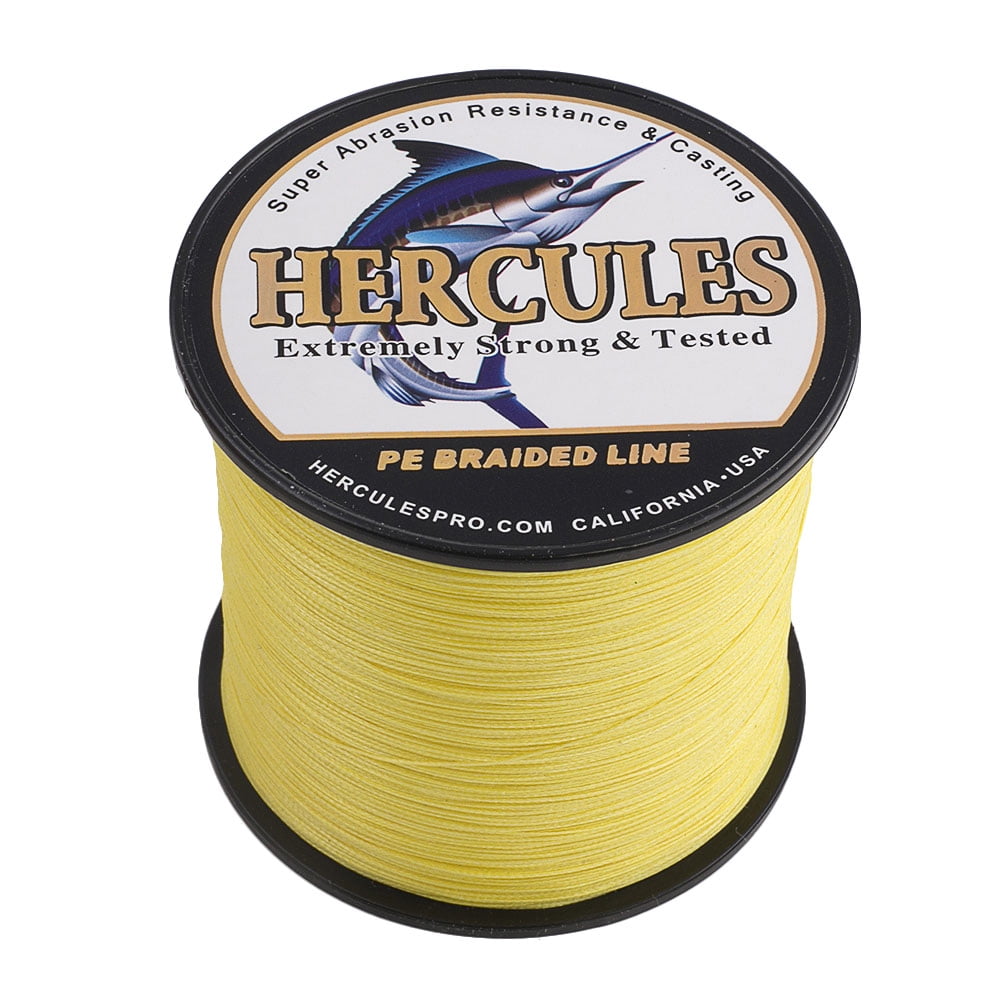 HERCULES Super Cast 500M 547 Yards Braided Fishing Line 30 LB Test for Saltwater Freshwater PE Braid Fish Lines Superline 8 Strands - Yellow, 30LB (13.6KG), 0.28MM