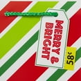 thumbnail image 2 of Holiday Time Gift Bag, Christmas, Stripe, White, Green, Red, Paper, Cord Handles, 2 of 2