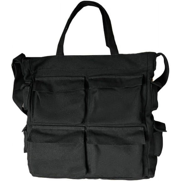 Kukuzhu Hobo Bag for Women Men Canvas Crossbody Shoulder Bag Large Totes Purses Shopping Handbag Satchels with Multi Pocket