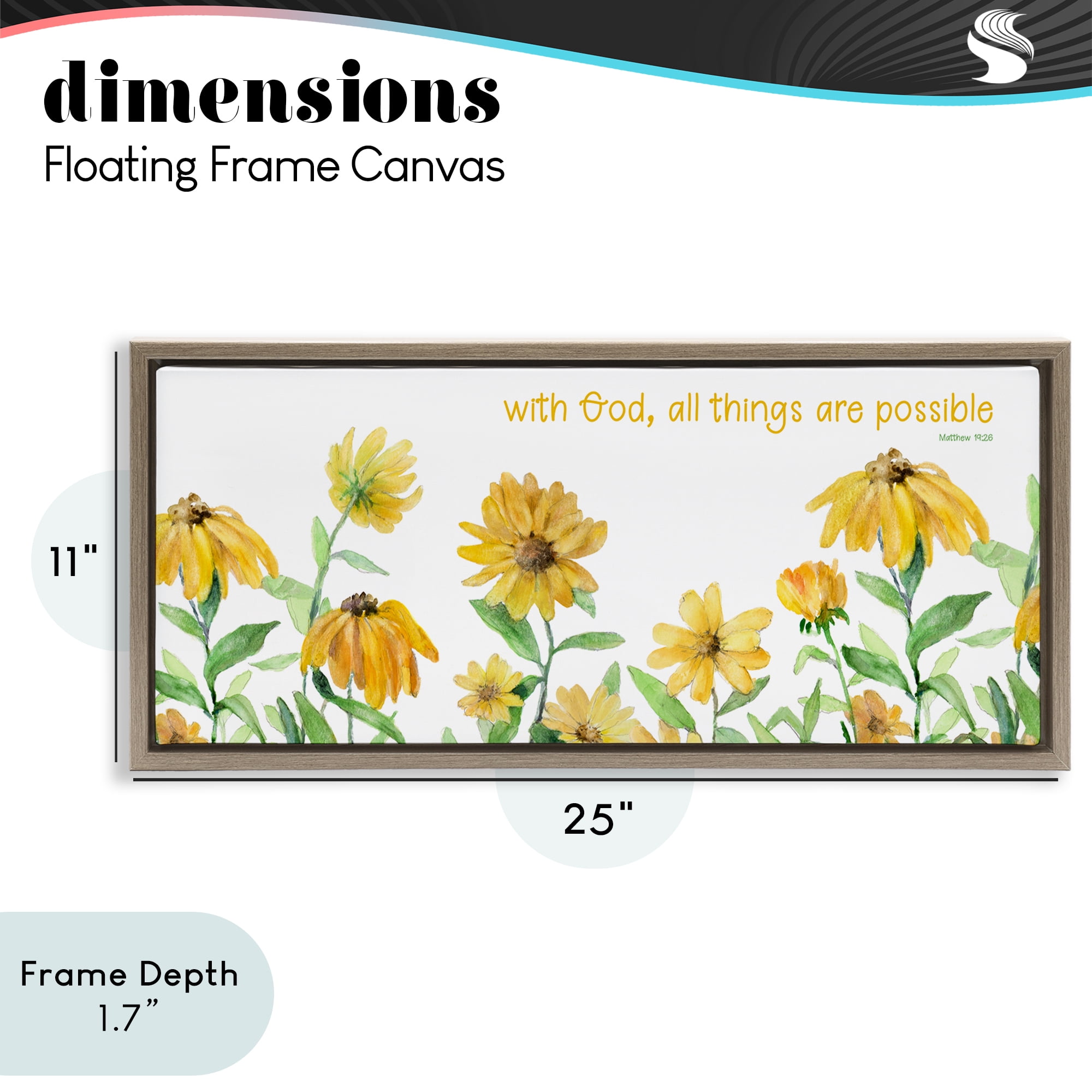 Stupell Industries With God Proverb & Daisies Brown Framed Floater Canvas Wall Art, design by Lanie Loreth