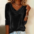 thumbnail image 2 of Ltctricy Velvet Tops for Women Long Sleeve Cowl Neck Velour T-Shirts Loose Tunic Tops Dressy Casual Tee Blouses, 2 of 7